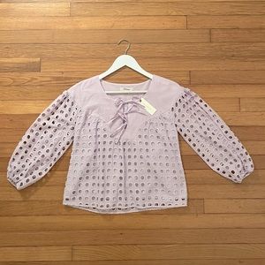 NWT Anthropologie Wolven Lavender Eyelet Blouse Size XS